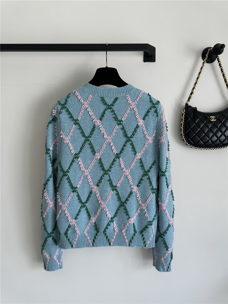 ch**el D1am0nd jacquard cardigan blue