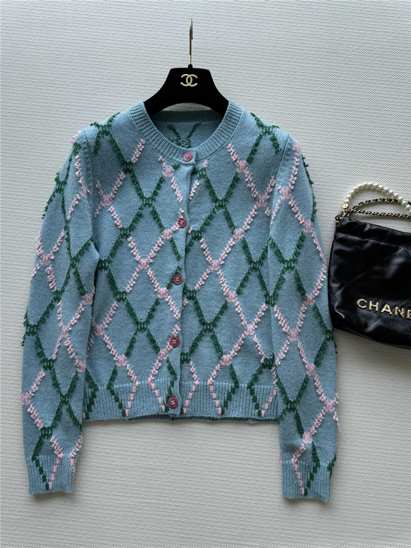 ch**el D1am0nd jacquard cardigan blue