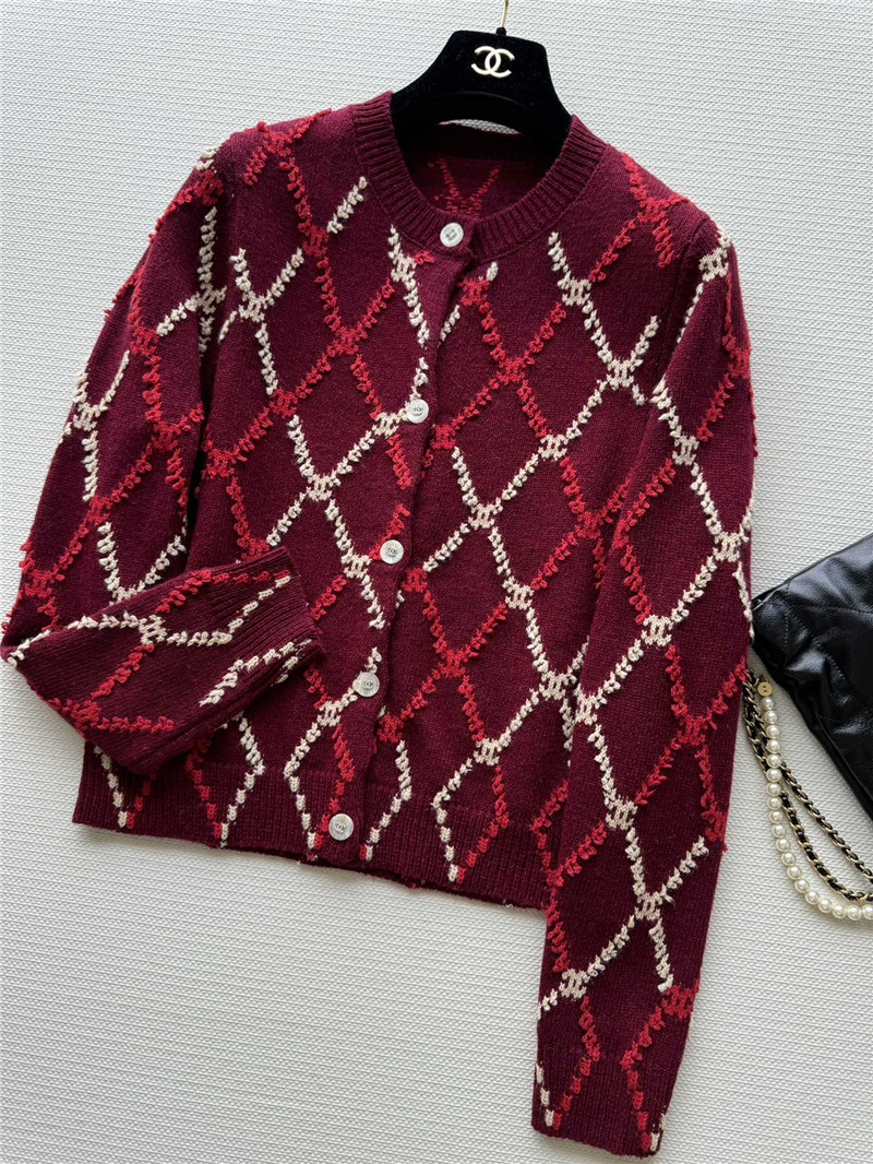 ch**el D1am0nd jacquard cardigan red