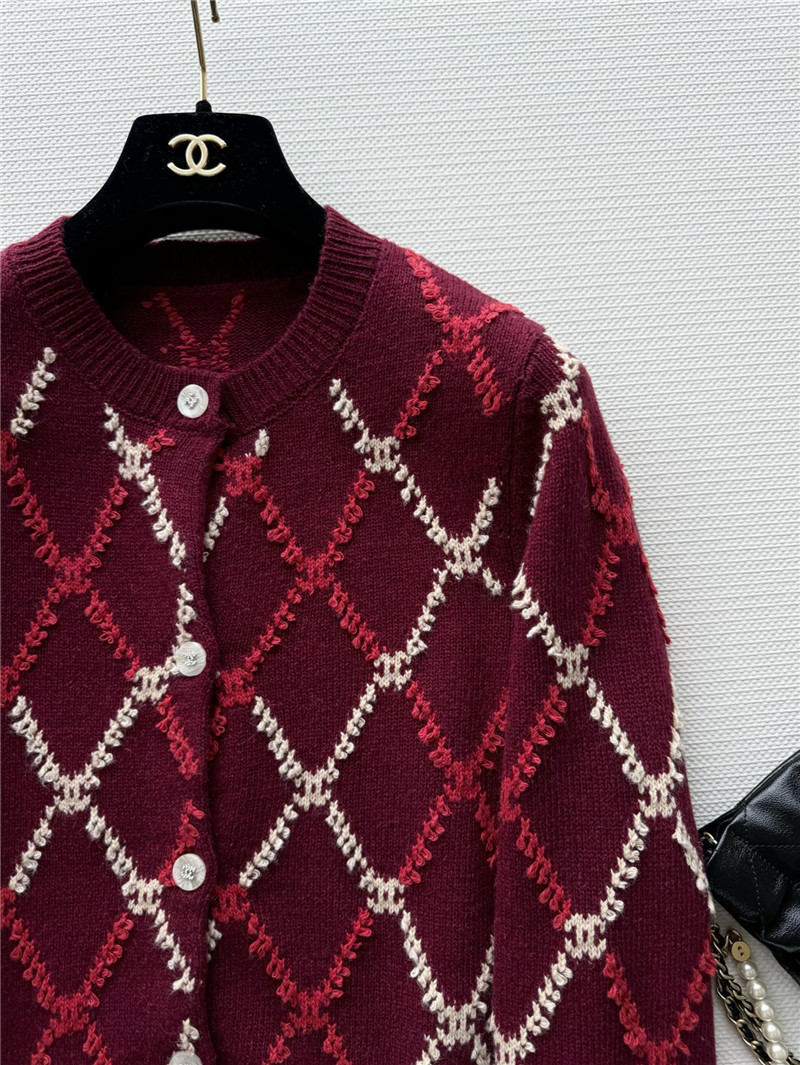 ch**el D1am0nd jacquard cardigan red