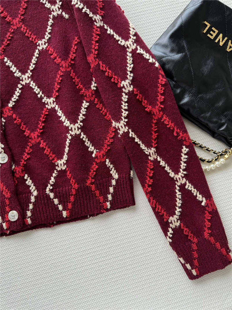 ch**el D1am0nd jacquard cardigan red