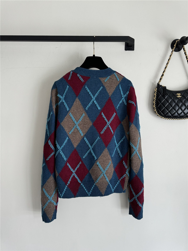 ch**el D1am0nd jacquard knit sweater navy