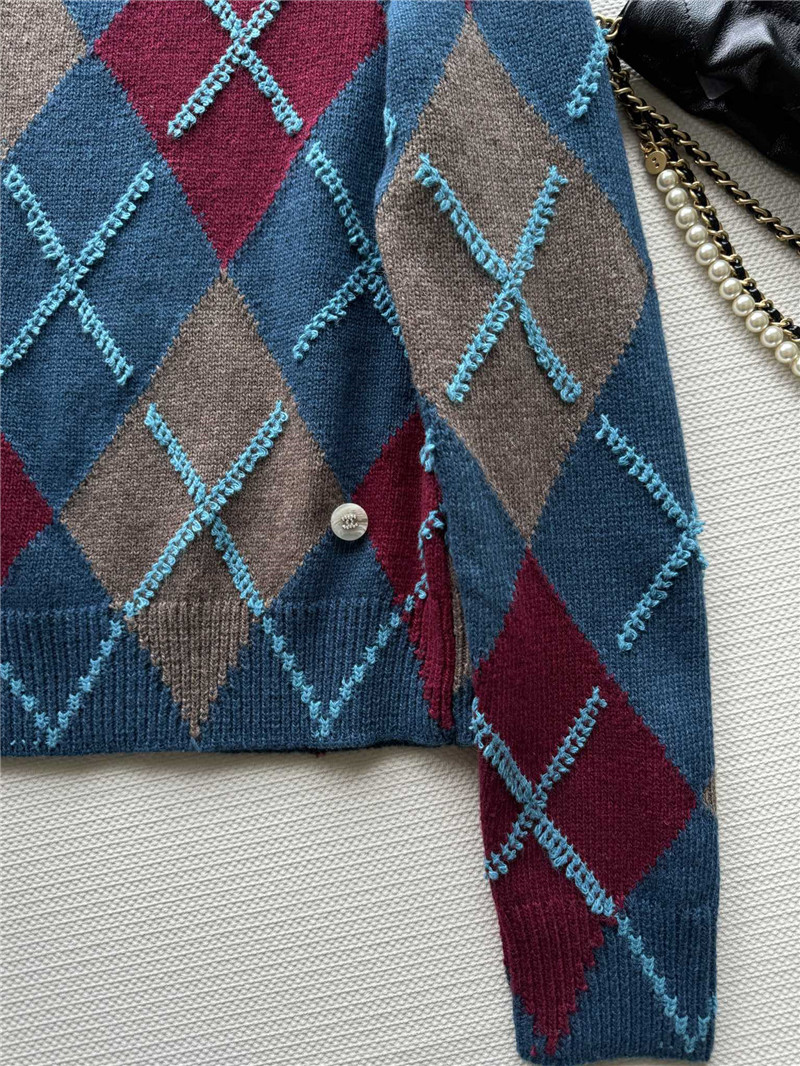 ch**el D1am0nd jacquard knit sweater navy