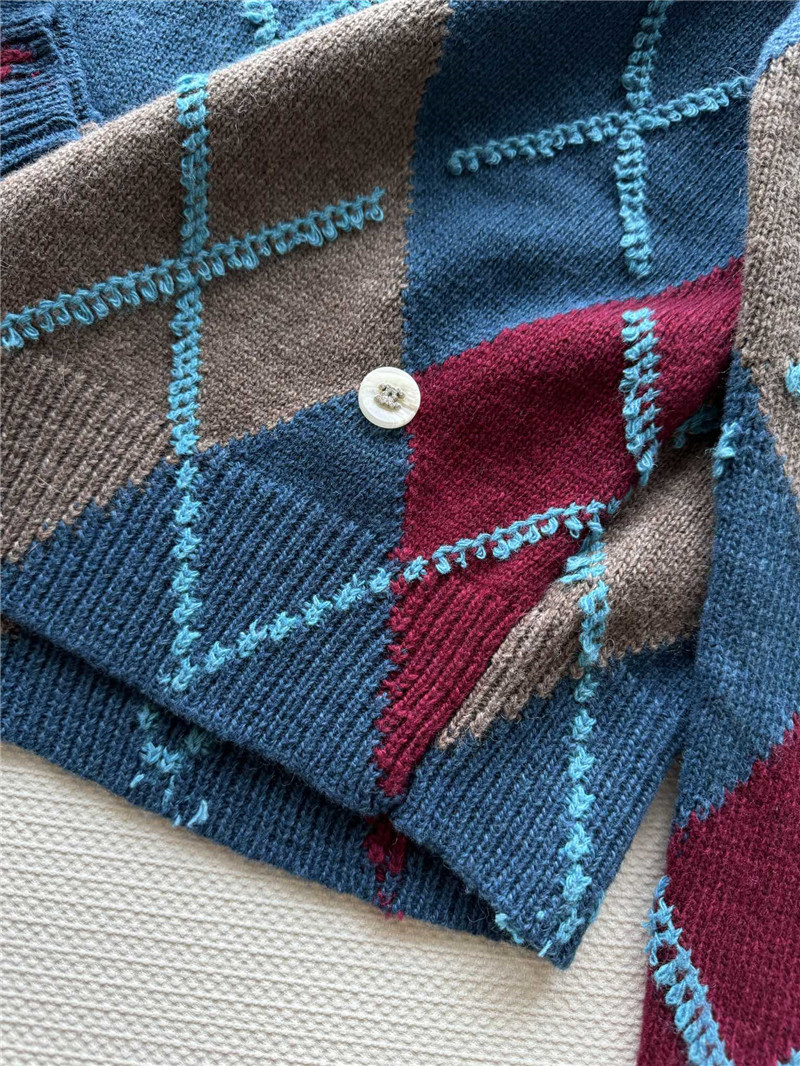 ch**el D1am0nd jacquard knit sweater navy