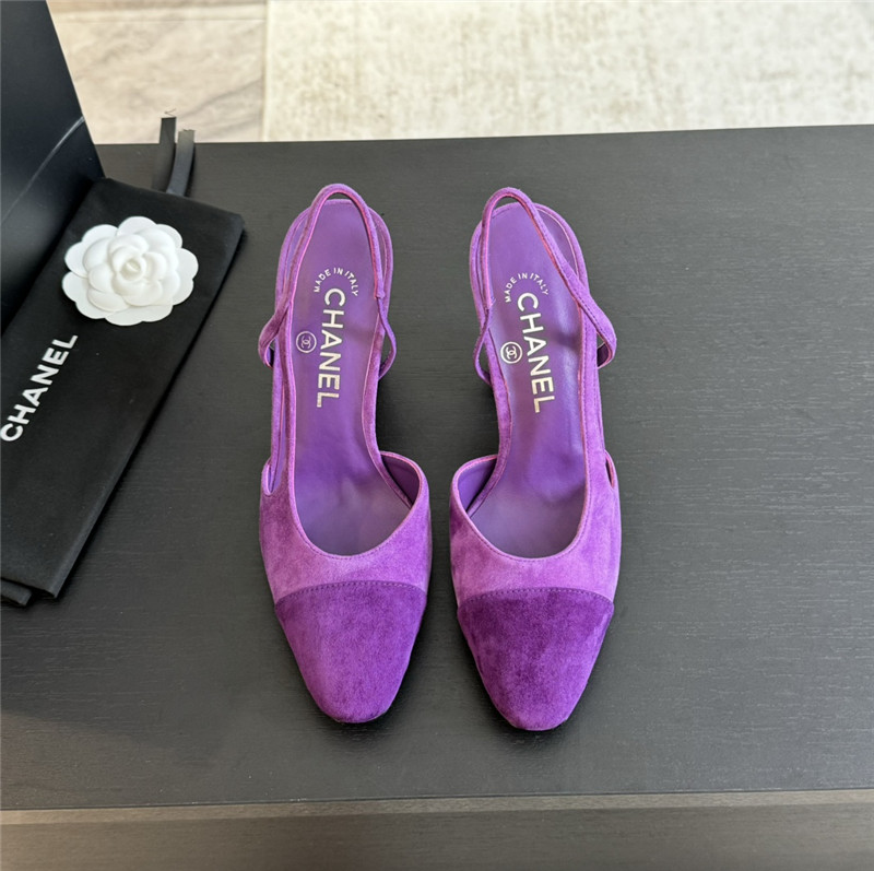 Ch**el slingback sandals in suede purple