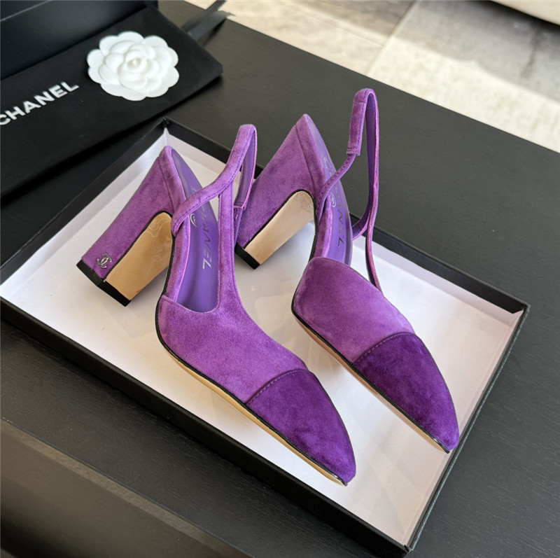 Ch**el slingback sandals in suede purple