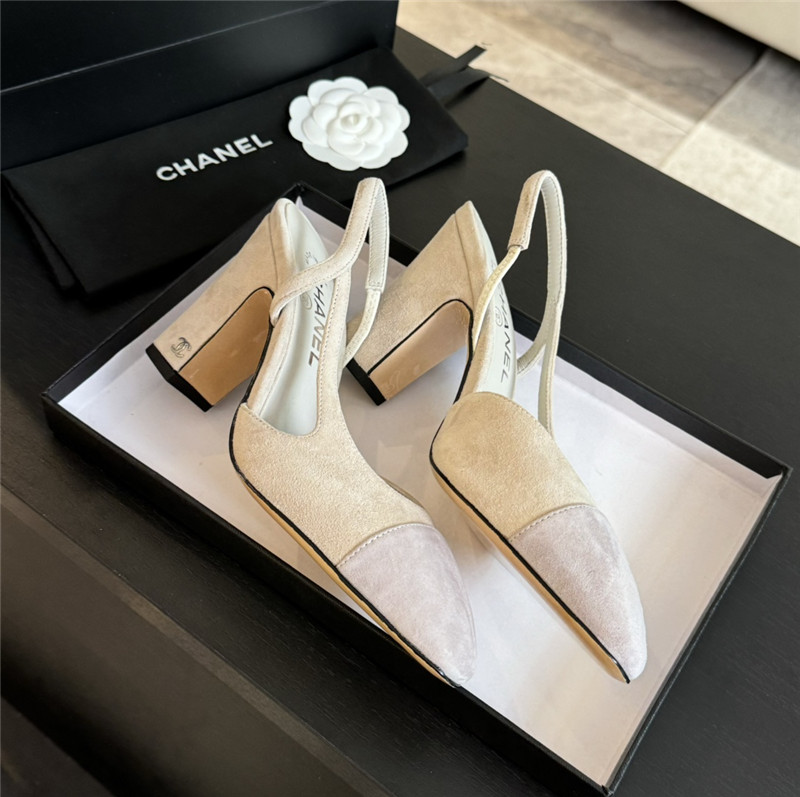 Ch**el slingback sandals in suede off white