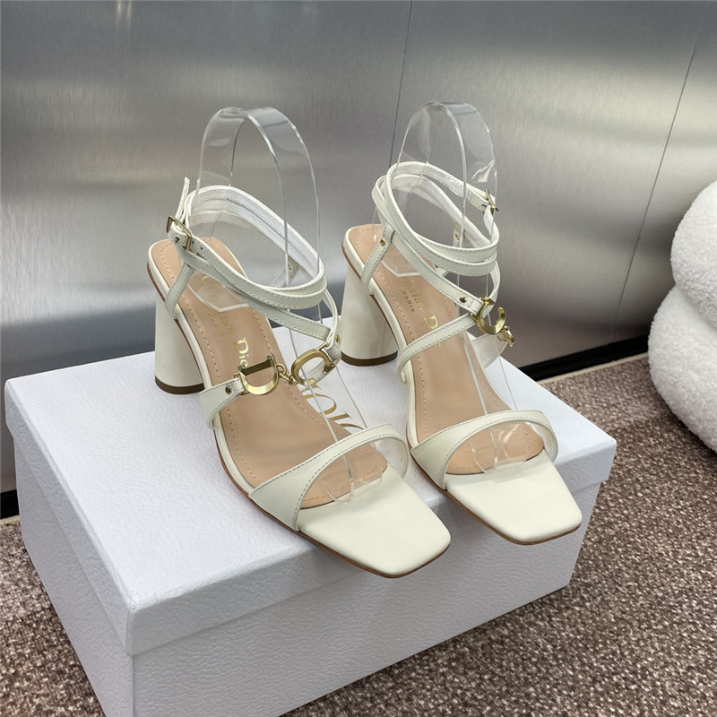 c’est D10r heeled sandal ivory calfskin