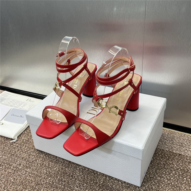 c’est D10r heeled sandal red calfskin