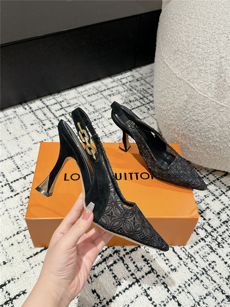 l0vis Vvtt0n sparkle slingback pump 65mm black lace