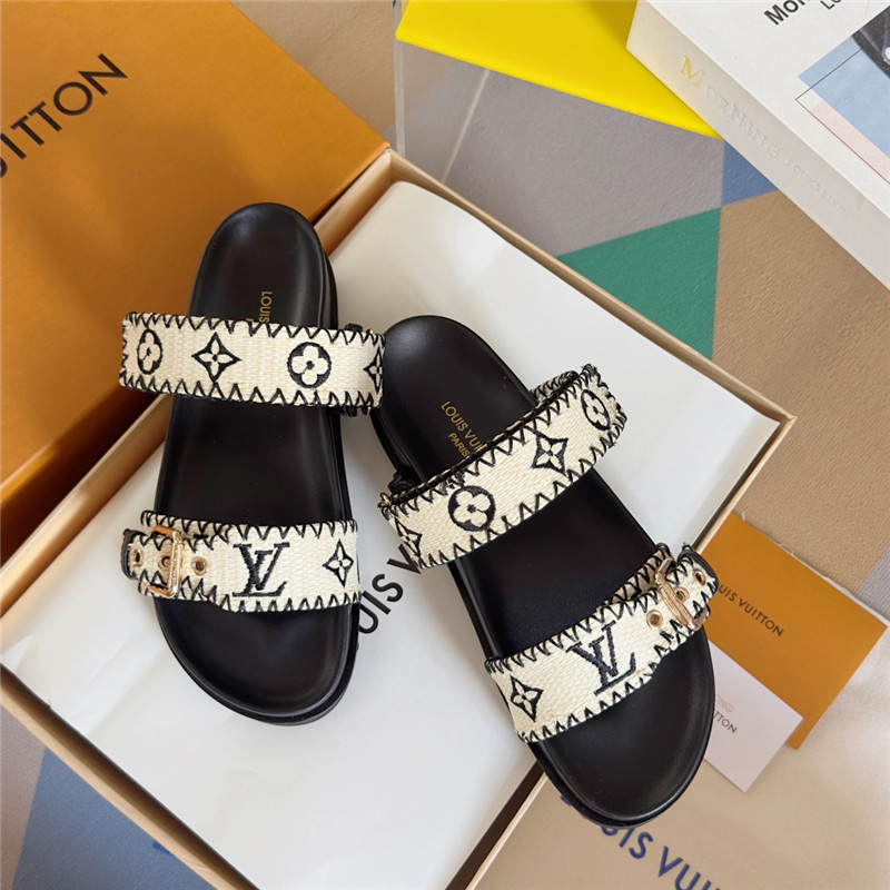 l0vis Vvtt0n bom dia flat comfort mule black raffia