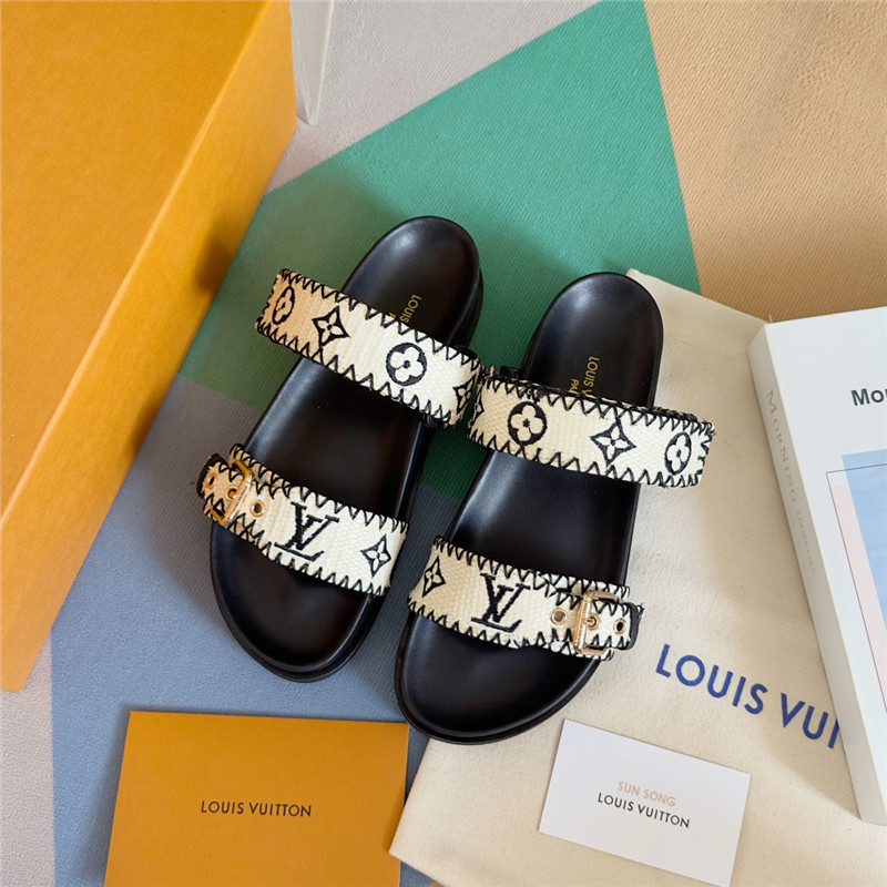 l0vis Vvtt0n bom dia flat comfort mule black raffia