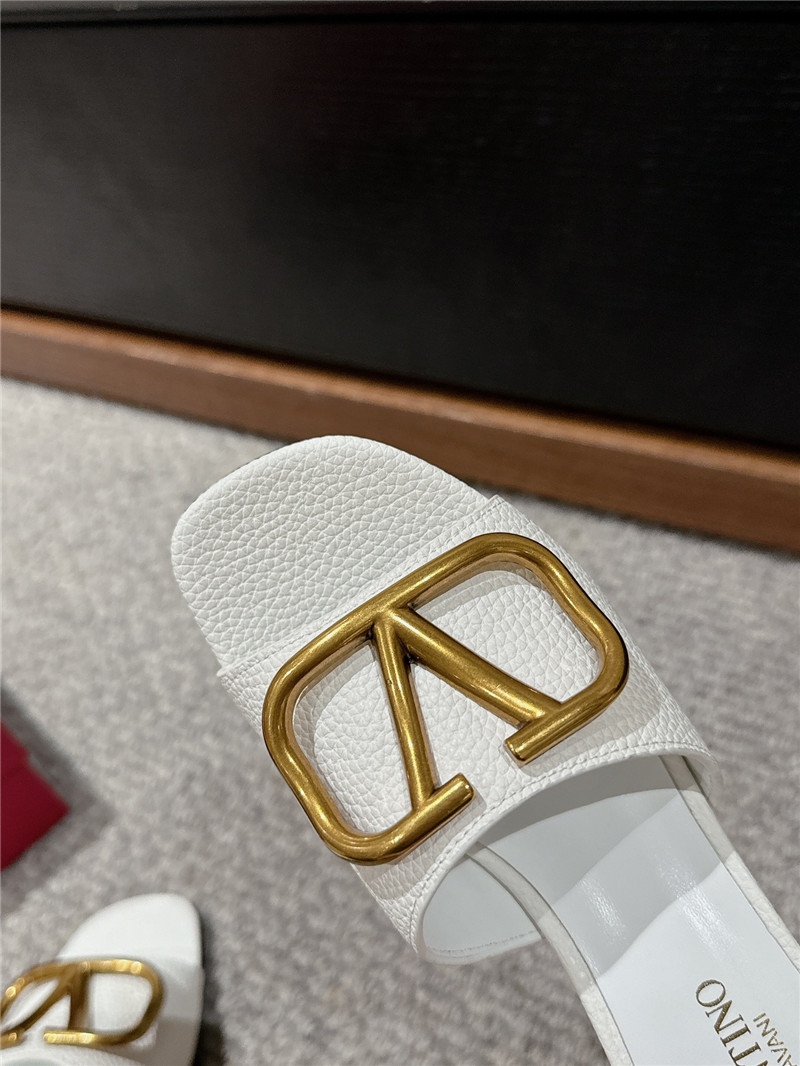 Va1e*ntin0 vlogo signature white leather slide sandals 60mm