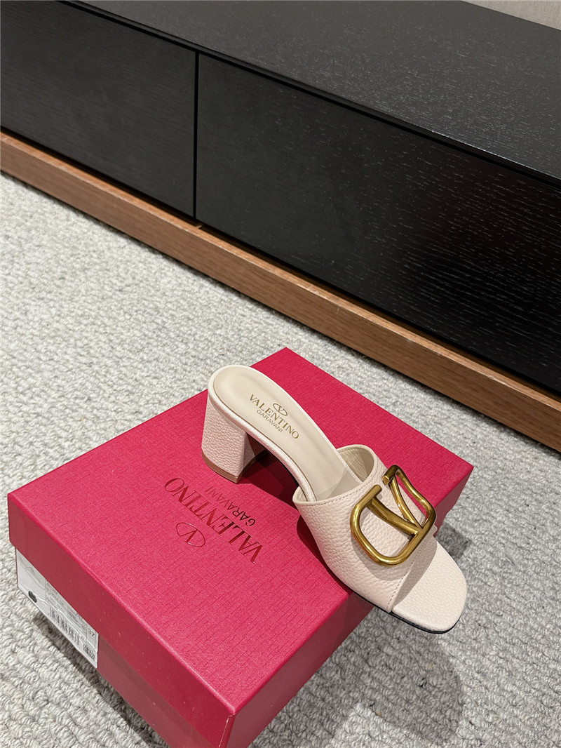 Va1e*ntin0 vlogo signature neutral leather slide sandals 60mm