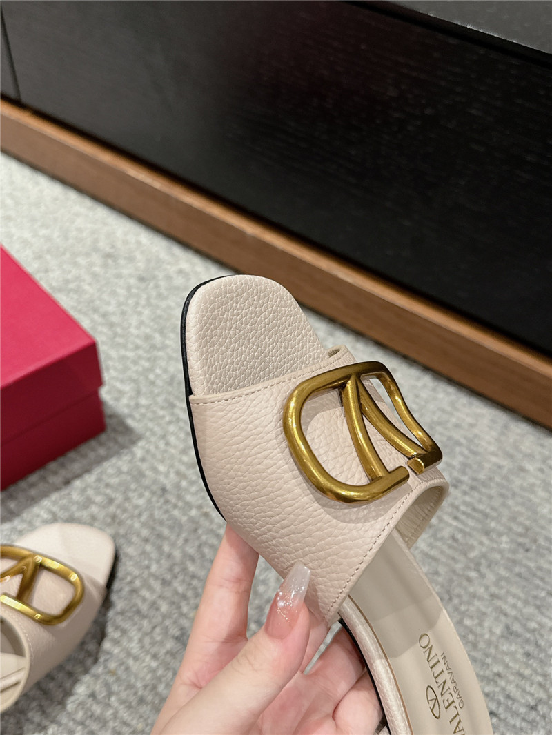 Va1e*ntin0 vlogo signature neutral leather slide sandals 60mm