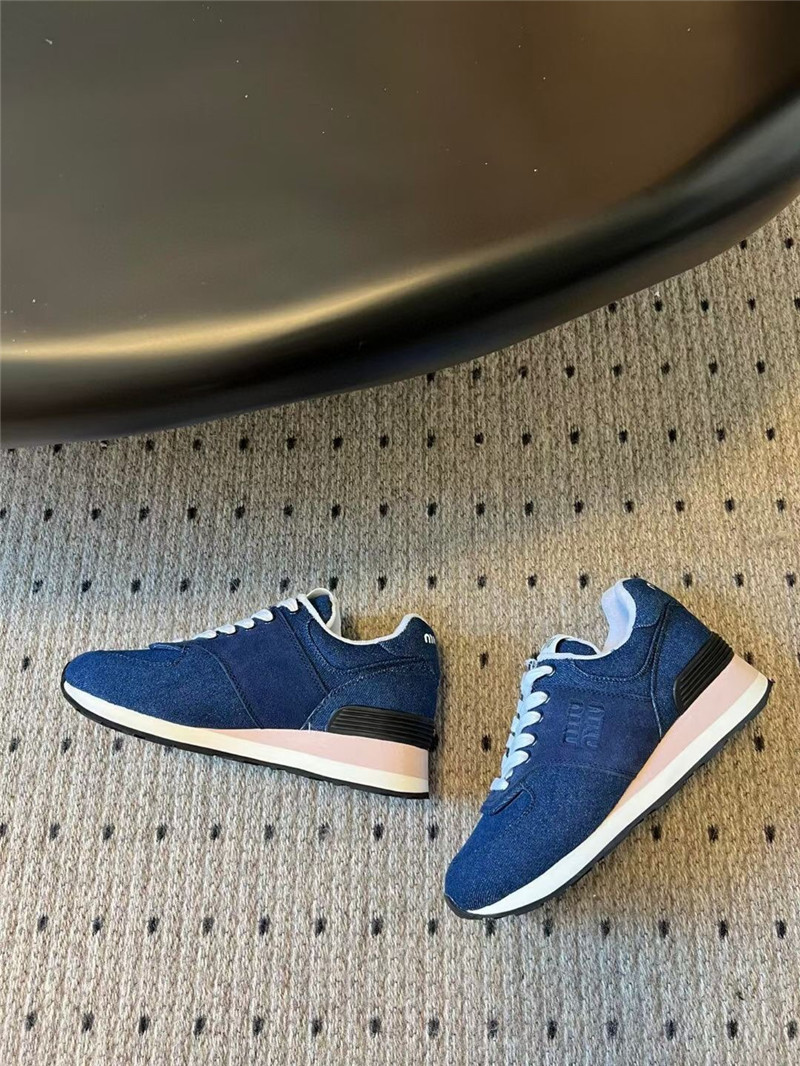 Miu Miu Plume Suede Sneakers Blue