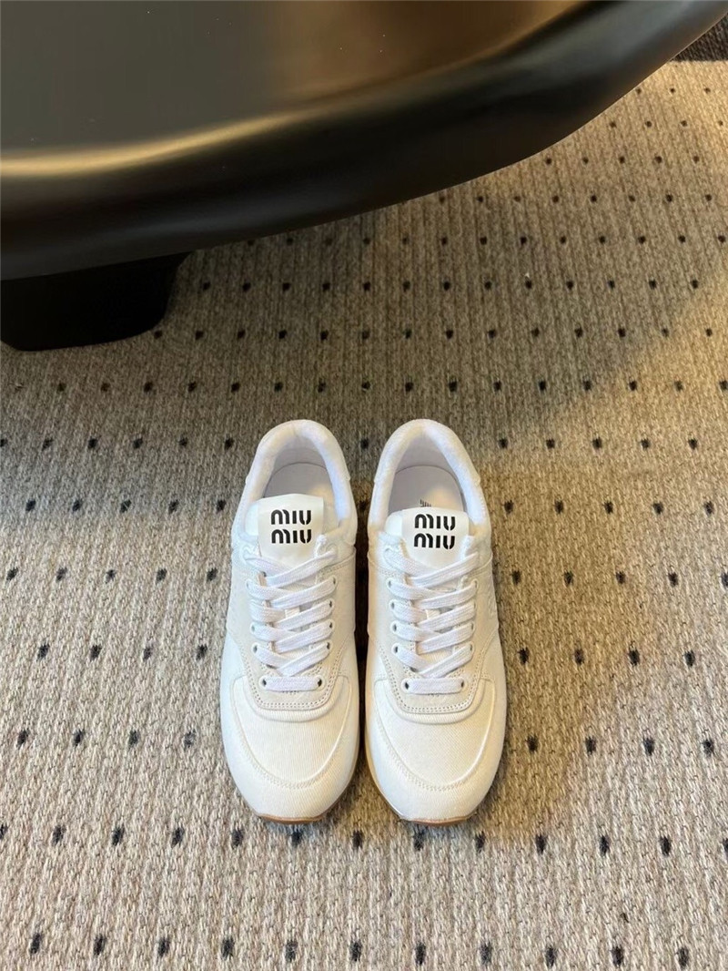 Miu Miu Plume Suede Sneakers White