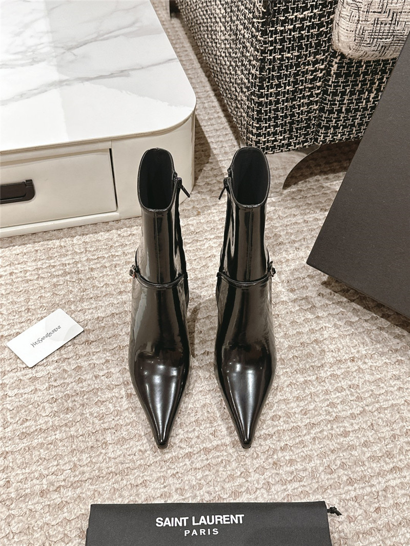 Sa1nt Lau*nt vendome patent buckle stiletto booties