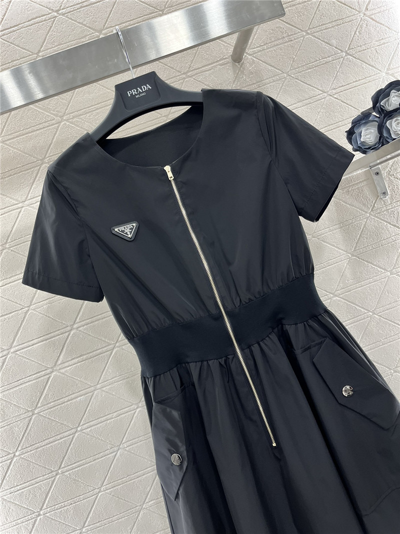 Pra*a zipper short sleeve dress replica clothing sites