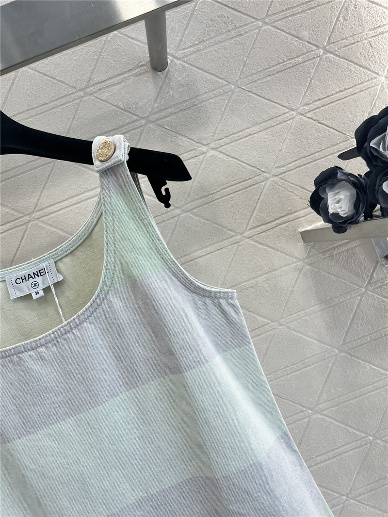 Ch**el contrast striped denim vest dress replica d&g clothing