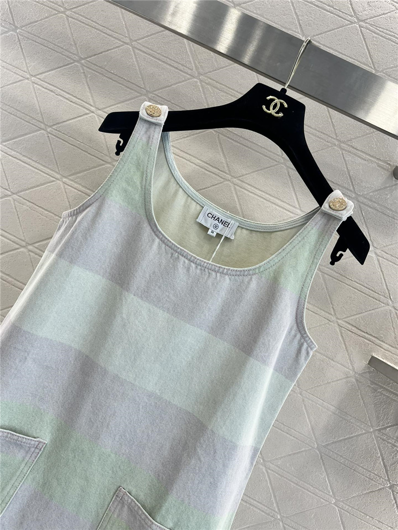 Ch**el contrast striped denim vest dress replica d&g clothing