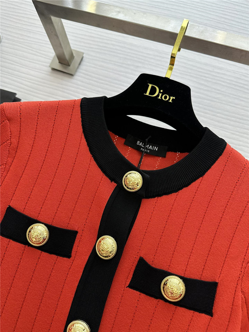 Balmain Red Cropped Cardigan Red