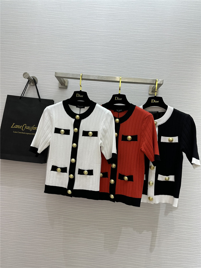 Balmain Red Cropped Cardigan Red