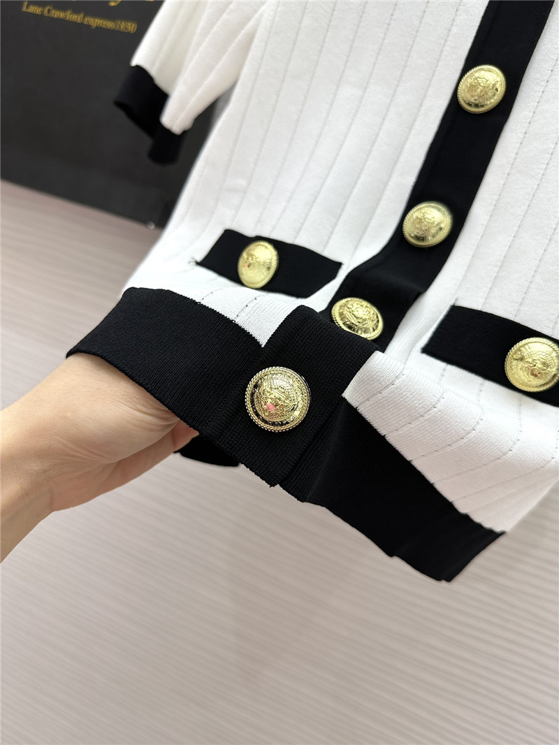 Balmain Short-Sleeve Cropped Cardigan in White