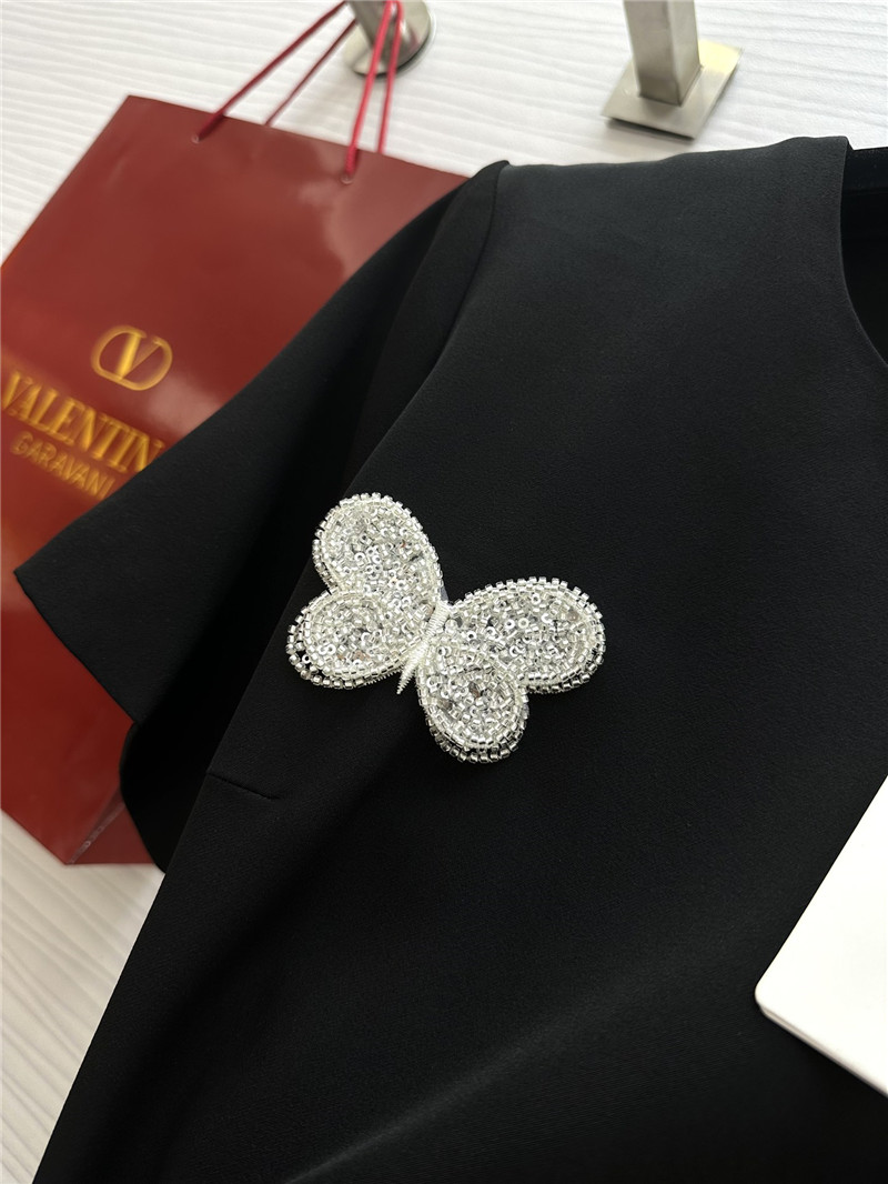 Va1e*ntin0 butterfly beaded round neck dress replicas clothes