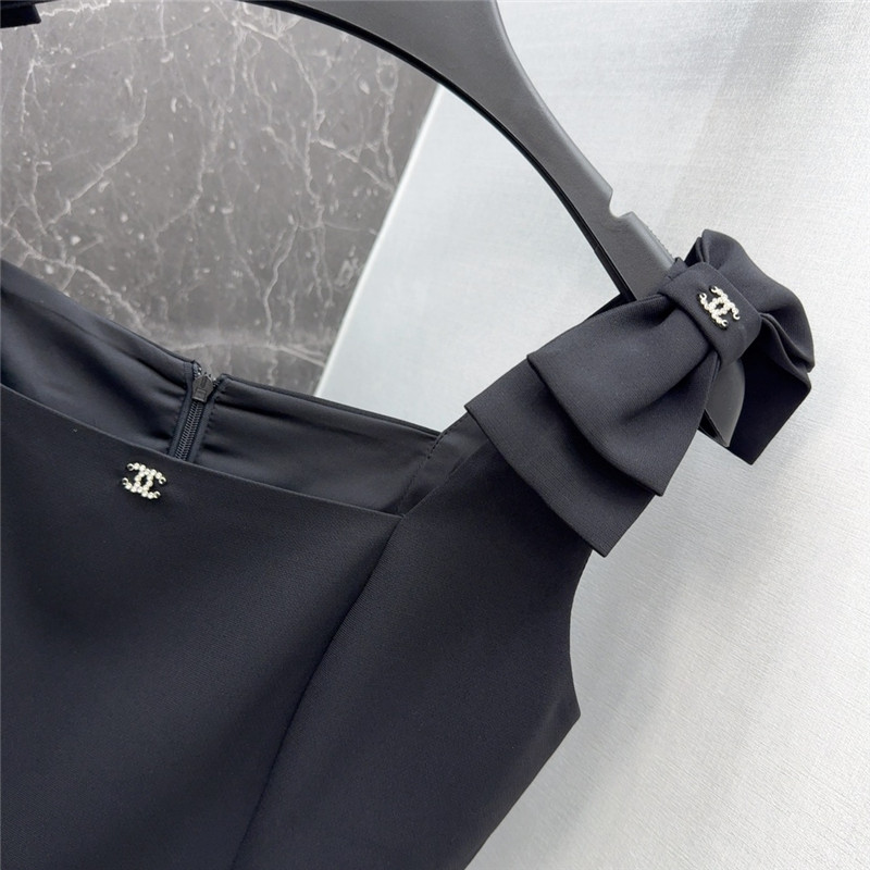 Ch**el shoulder strap bow little black dress replicas clothes