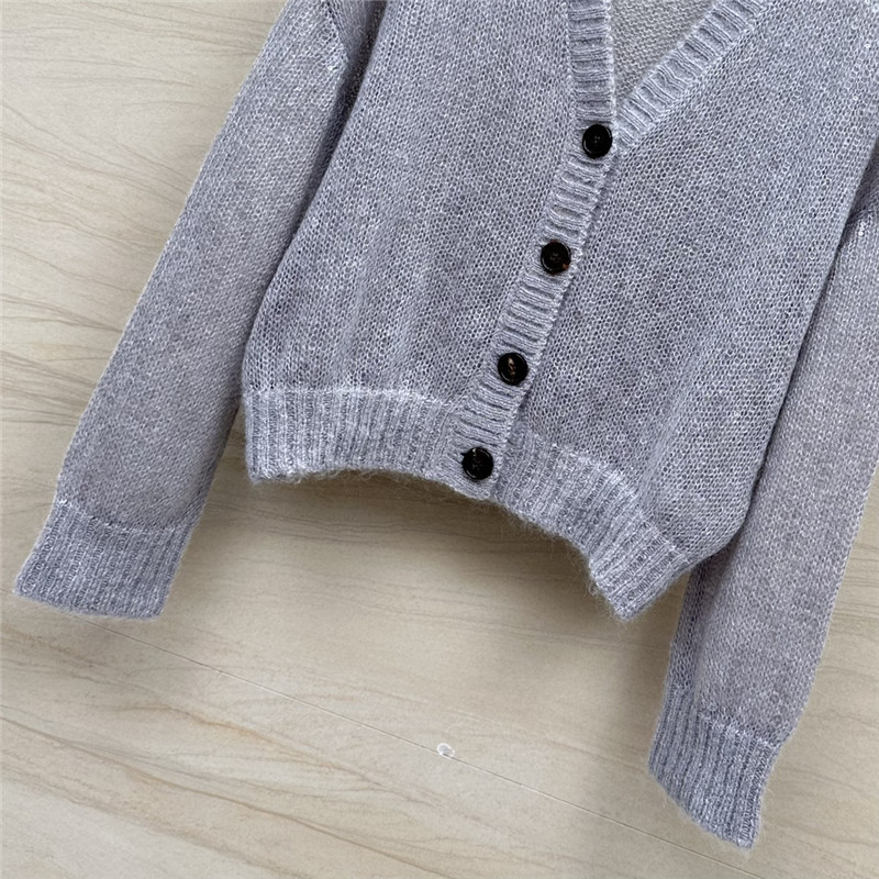 BC V-Neck Sequin Mohair Cardigan Grey