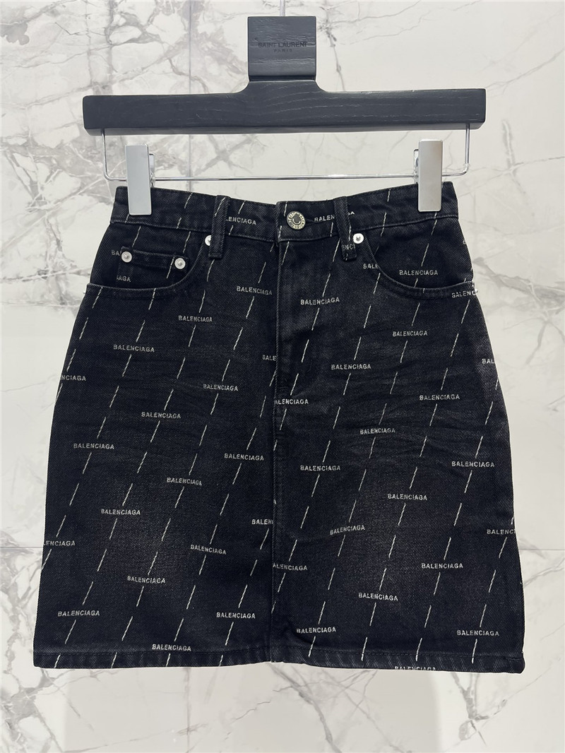 Ba1en*iaga diagonal stripe logo denim skirt replicas clothes