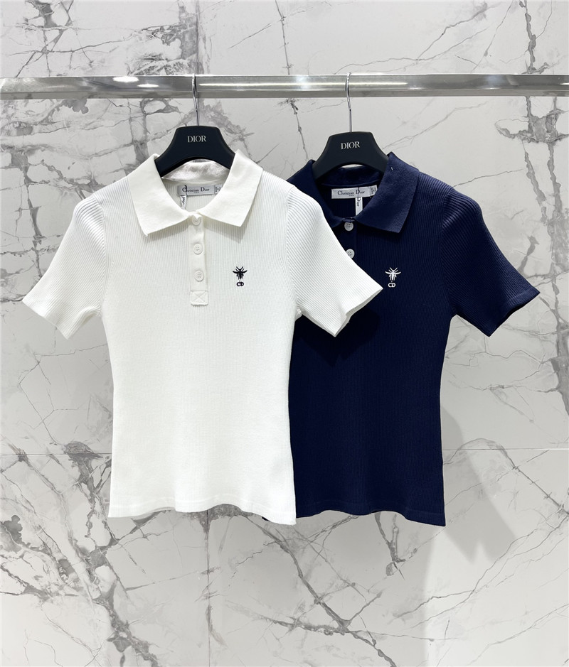 D10r navy blue short-sleeved knit polo shirt
