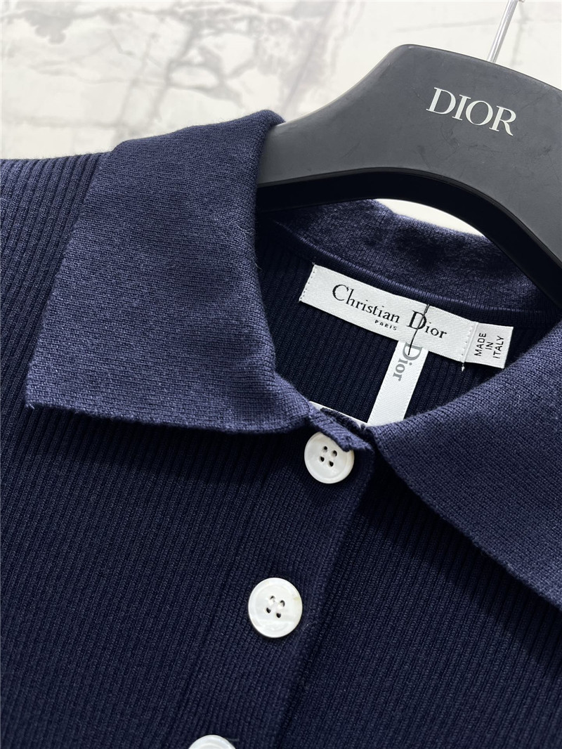 D10r navy blue short-sleeved knit polo shirt