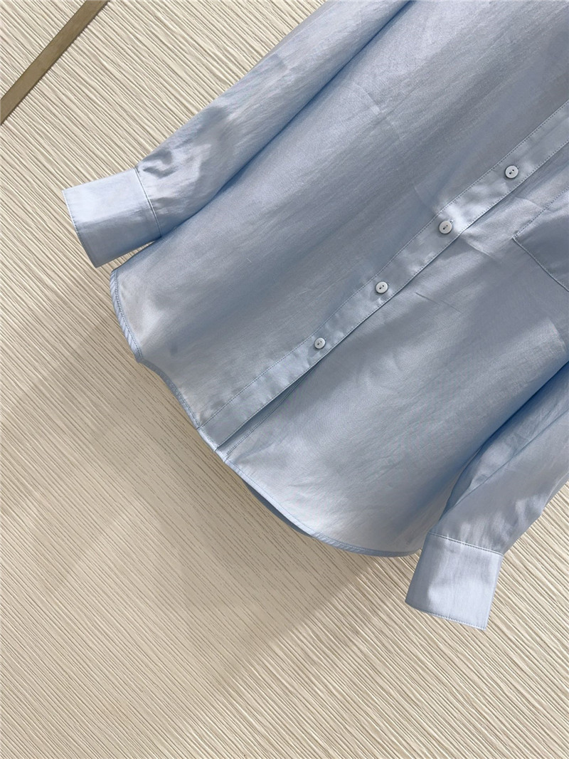 Pra*a silk cotton light micro-transparent shirt replica clothes