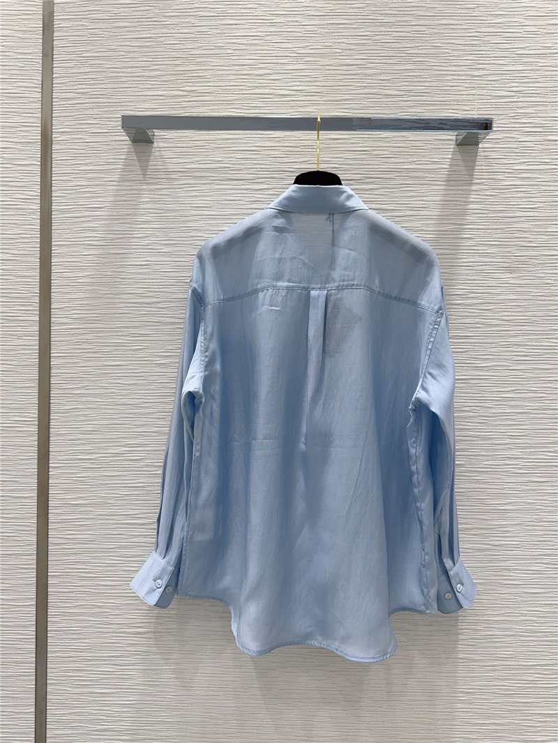 Pra*a silk cotton light micro-transparent shirt replica clothes