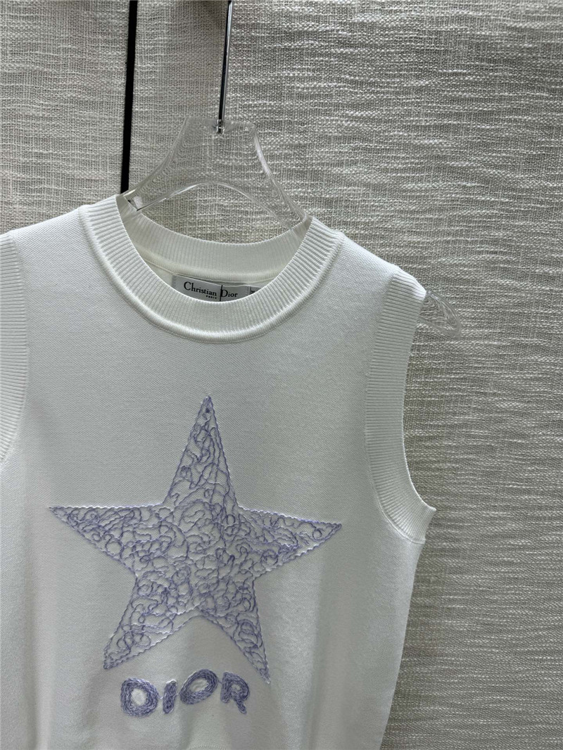 D10r embroidered five-pointed star knitted vest replicas clothes