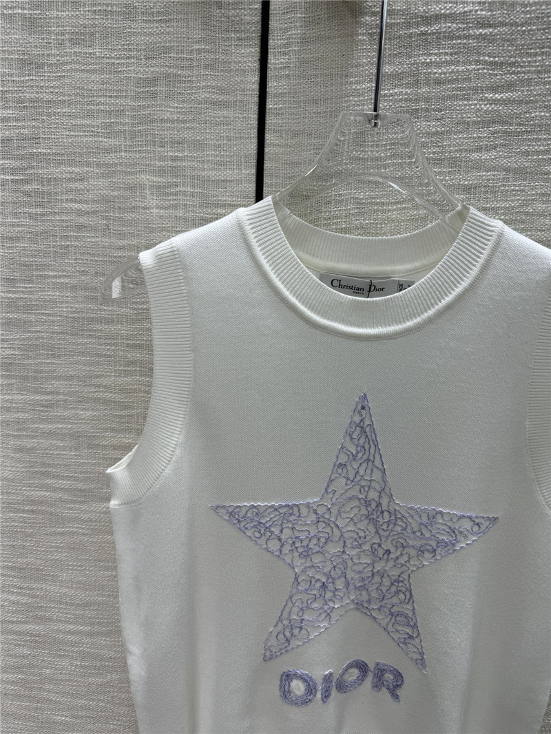 D10r embroidered five-pointed star knitted vest replicas clothes