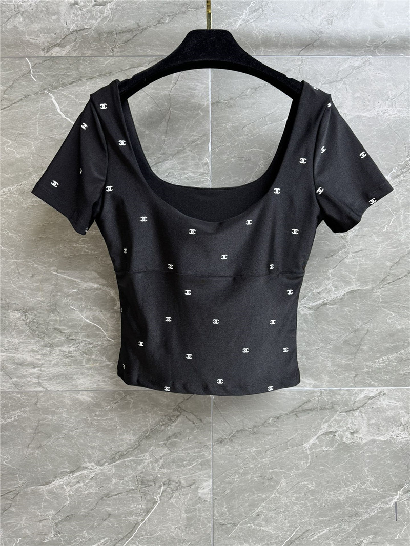 Ch**el full logo short sleeve replica clothing sites