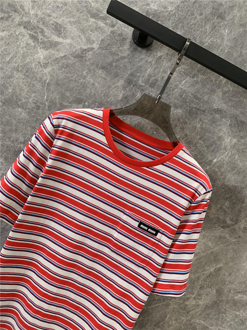 M1um1u logo pocket short sleeve crew neck t-shirt replica clothes