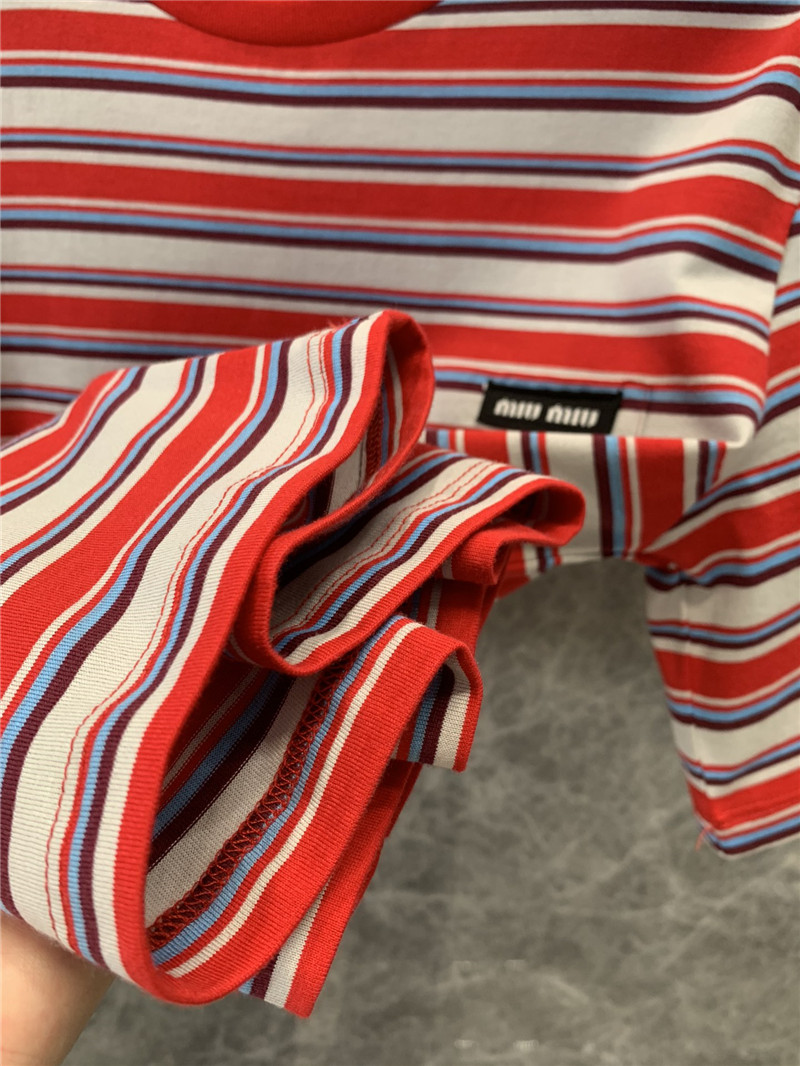 M1um1u logo pocket short sleeve crew neck t-shirt replica clothes