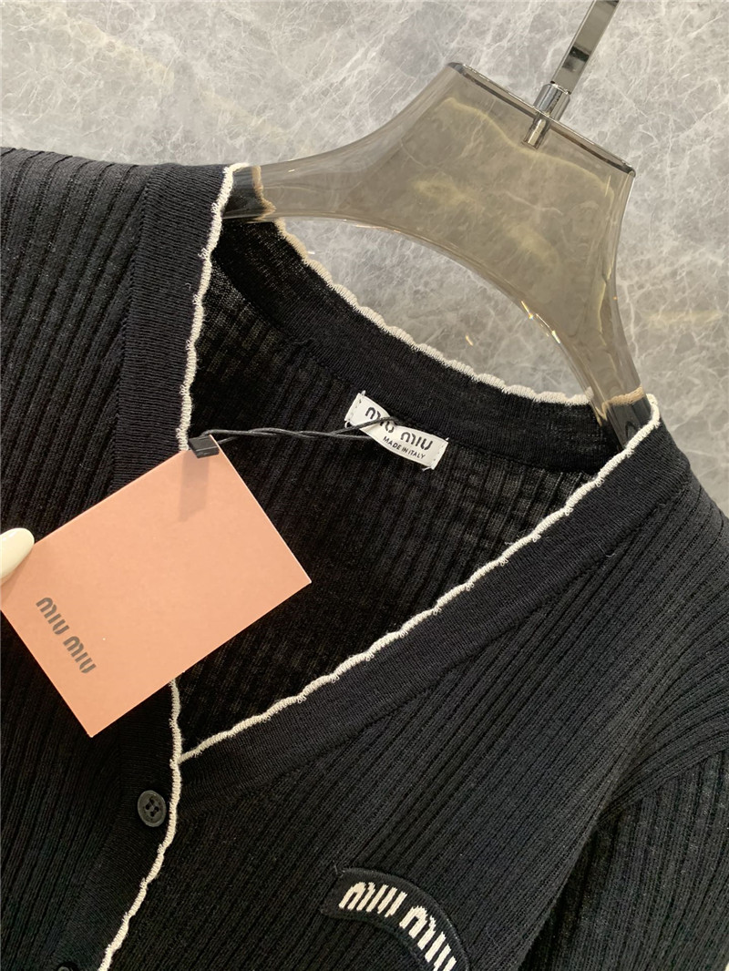 Miu Miu Logo V-Neck Cardigan in Black
