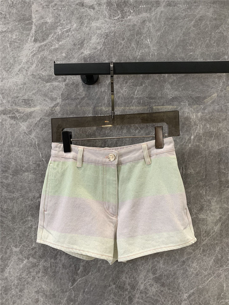 Ch**el new color block denim shorts replica clothes