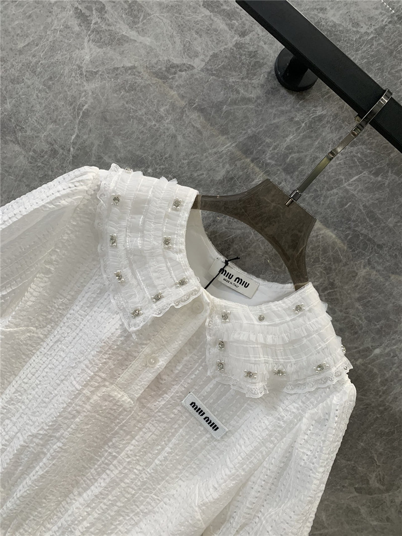 m1um1u D1am0nd collar short-sleeved top replicas clothes