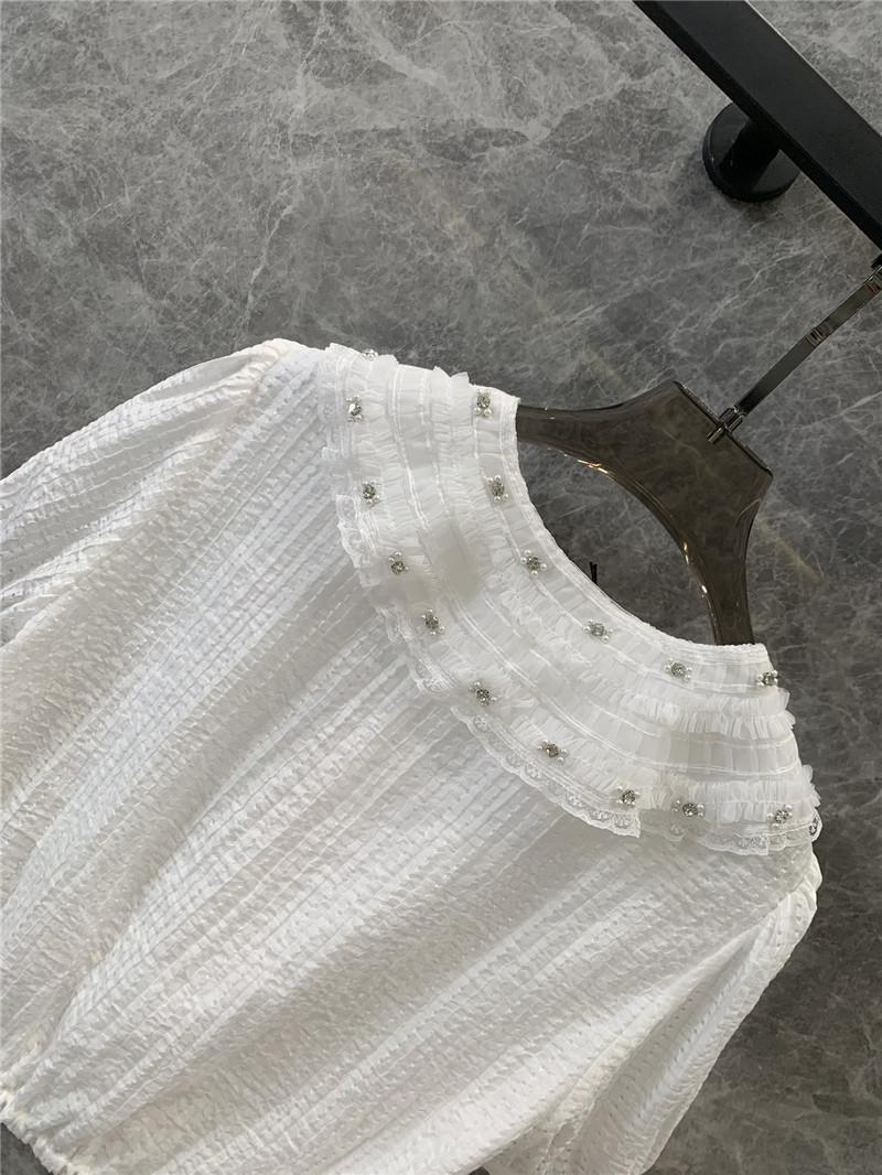 m1um1u D1am0nd collar short-sleeved top replicas clothes