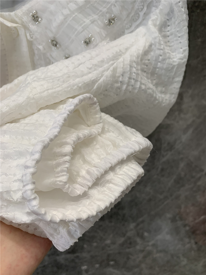 m1um1u D1am0nd collar short-sleeved top replicas clothes