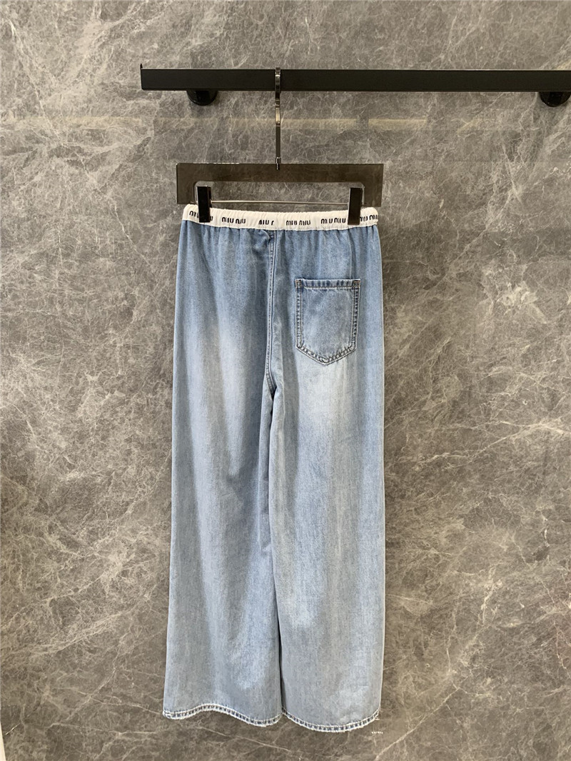 M1um1u denim wide-leg straight pants replica clothes