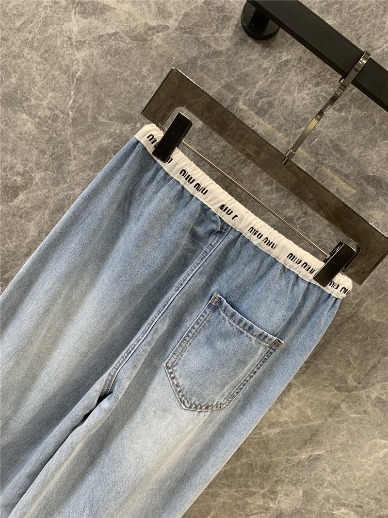 M1um1u denim wide-leg straight pants replica clothes
