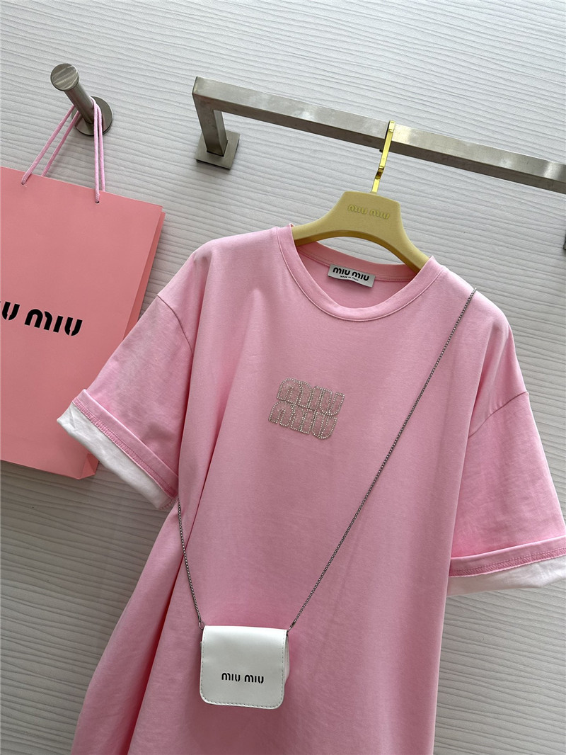 M1um1u beaded contrast color t-shirt replica clothing sites