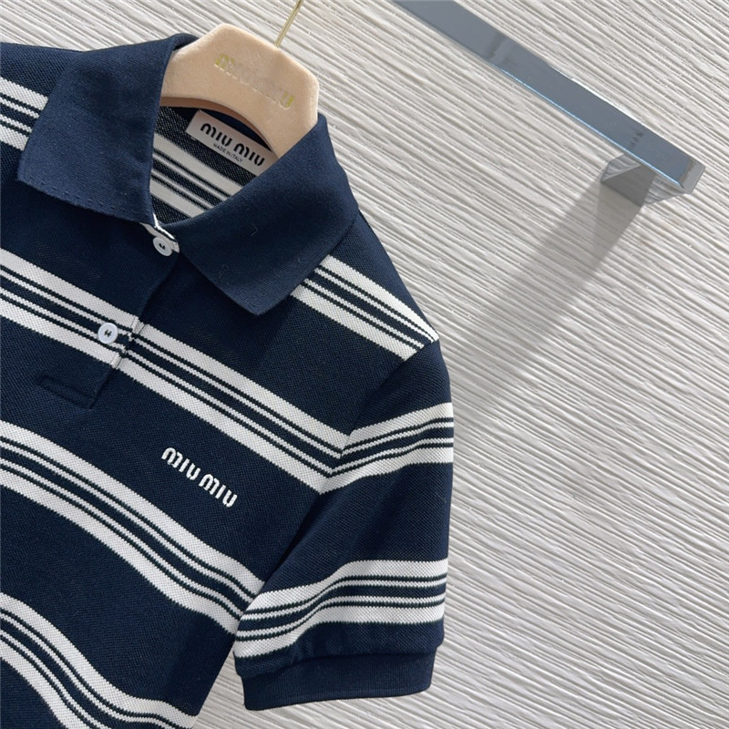 M1um1u contrast striped polo top replica d&g clothing